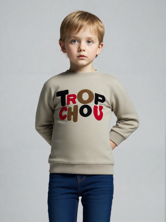 Kids TROP CHOU Sweatshirt - Winter Fleece with Puff Embroidery