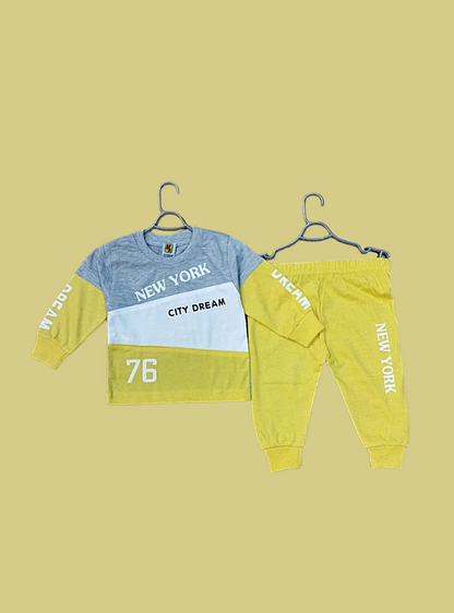 Kids NYC Dream Pajama Set - Cozy Full-Sleeve Cotton Sleepwear | Mochi Kid