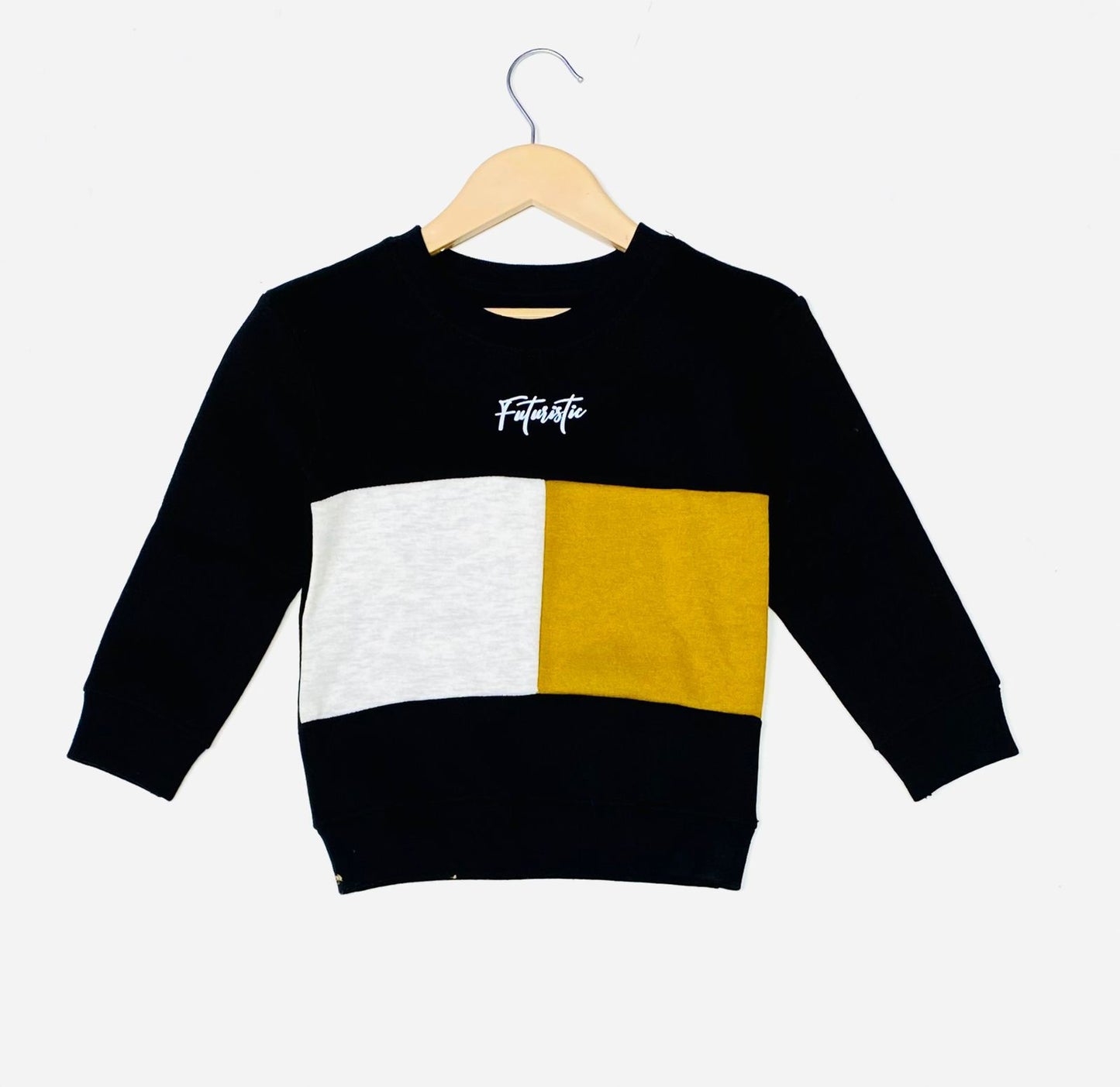 Kids Black Fleece Sweatshirt - Color Block Winter Hoodie